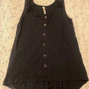 Color Story Black Button-Down Tank Top